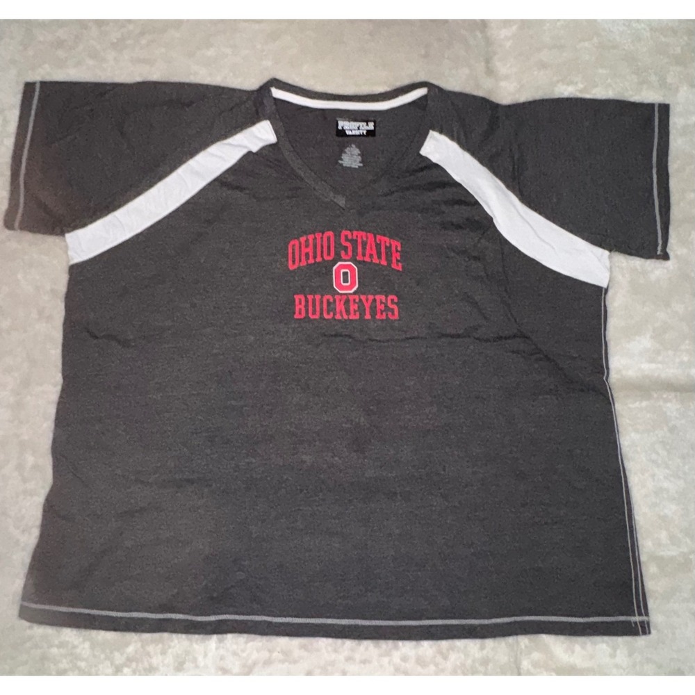Ohio State Buckeyes Womens 4X V Neck Shirt Gray Football Gameday Plus Size OSU
